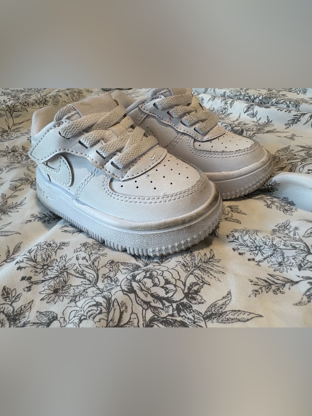 Kids White Sneakers with Hook-and-Loop Strap